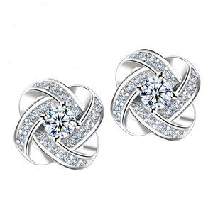 Sterling Silver Diamond Stud Earrings